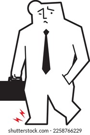Illustration of a male businessman with a sore foot