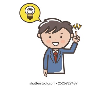 Illustration of a male businessman who came up with an idea