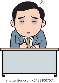 Illustration of a male businessman who is sleep deprived