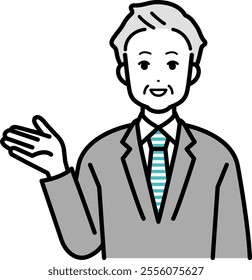Illustration of a male businessperson giving directions.