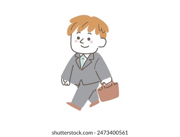 Illustration of a male businessperson going to work