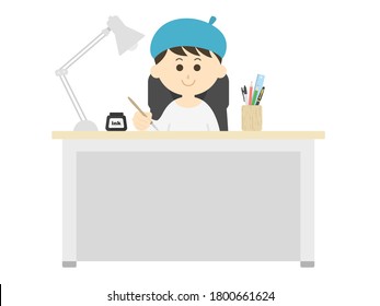 Illustration of a male cartoonist wearing a beret.