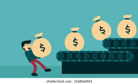 Illustration Male Character Earn Money Using Stock Vector (Royalty Free ...