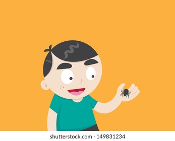 Illustration of Male Character and Spider