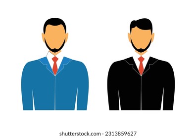 illustration of a male character wearing a suit. vector illustration