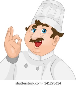 Illustration of a Male Chef giving an OK Sign