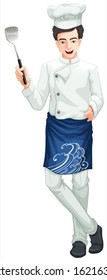 Illustration of a male chef on a white background