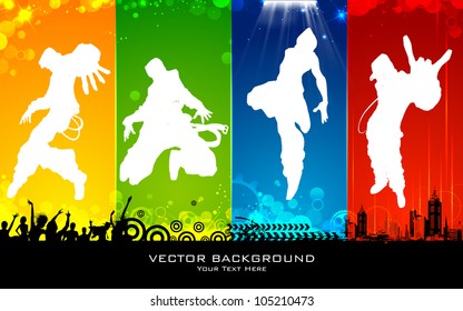 illustration of male dancing on abstract background