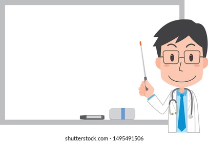 Illustration of a male doctor explaining