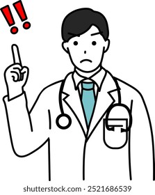 Illustration of a male doctor giving a warning