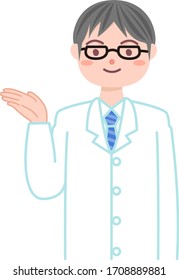 Illustration of a male doctor guiding.