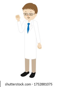 Illustration of a male doctor standing (fist pump)