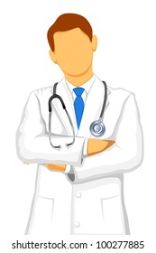 illustration of male doctor with stethoscope on isolated background