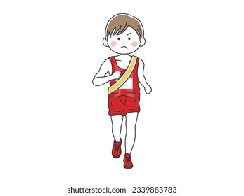 An illustration of a male ekiden runner wearing a sash.