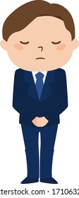 Illustration of a male employee bowing.