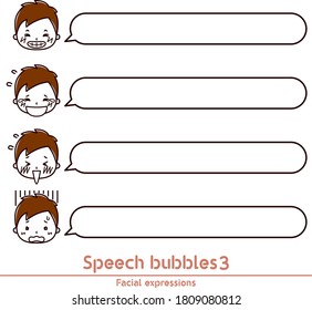 Illustration of male expression and speech bubbles 3