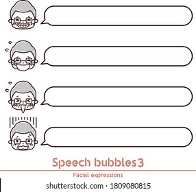 Ilustración de la expresión masculina y de las burbujas de voz 3