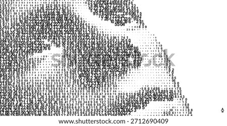 An illustration of a male face created from multiple numbers. 3D vector design for a banner, flyer, poster, cover, or brochure.