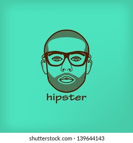 illustration with male face. hipster