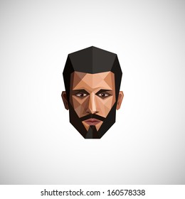 illustration with a male face in origami style 