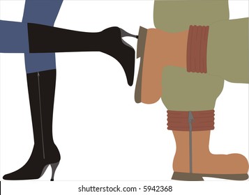 Illustration of male and  female  boots isolated on white.