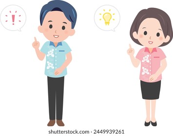 Illustration of male and female business tips vector  Kariyushi  Aloha shirt