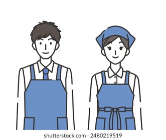 Illustration of male and female clerks