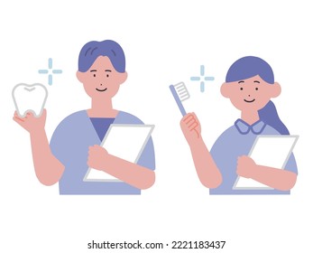 Illustration of a male and female dental hygienist
