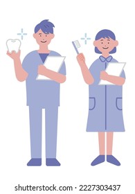 Illustration of a male and female dental hygienist