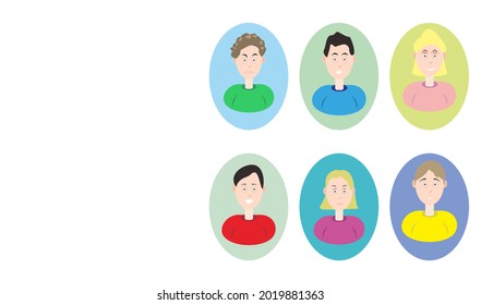 An illustration of male and female face avatars, suitable for social media and for other business purposes.