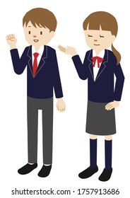 Illustration of male and female high school students