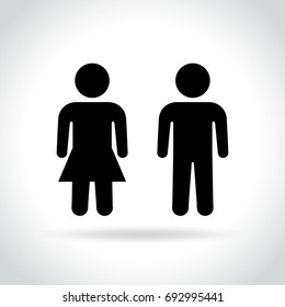 Illustration of male and female icons on white background