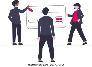 illustration male  female make an online payment using a credit card. Vector illustrations