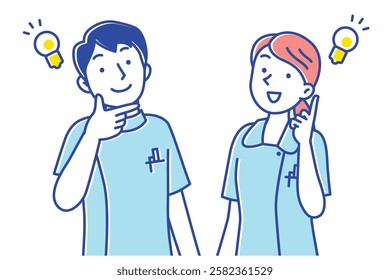 Illustration of a male and female nurse who came up with something good