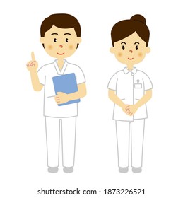 Illustration Male Female Nurses White Background Stock Vector (Royalty ...