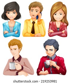 Illustration of the male and female office workers on a white background 