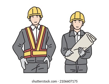 Illustration of male  female on-site director