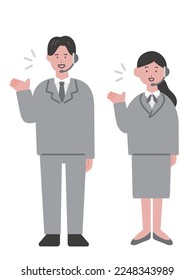Illustration of a male and female operator who guides
