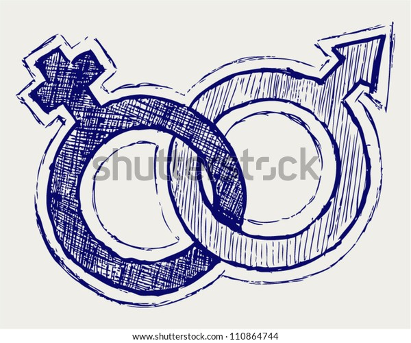 Vektor Stok Illustration Male Female Sex Symbol Doodle Tanpa Royalti 110864744 Shutterstock 0123