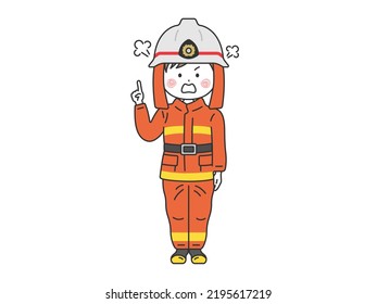 Illustration of a male firefighter to be careful.