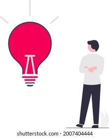 illustration male gets an idea with a light bulb moment image. Vector illustrations