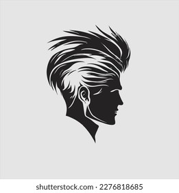 illustration of male hairstyle icon, male face logo for male hair salon business design