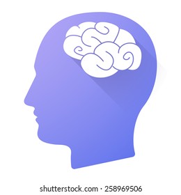 Illustration of a male head icon with a brain