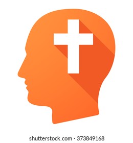 Illustration of a male head icon with a christian cross