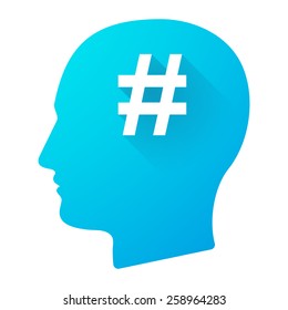 Illustration of a male head icon with a hash tag