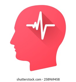 Illustration of a male head icon with a heart beat sign