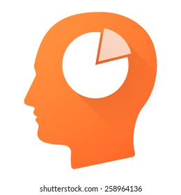 Illustration of a male head icon with a pie chart