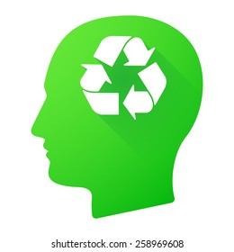Illustration of a male head icon with a recycle sign