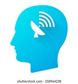Illustration of a male head icon with a satellite dish