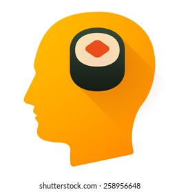 Illustration of a male head icon with a sushi